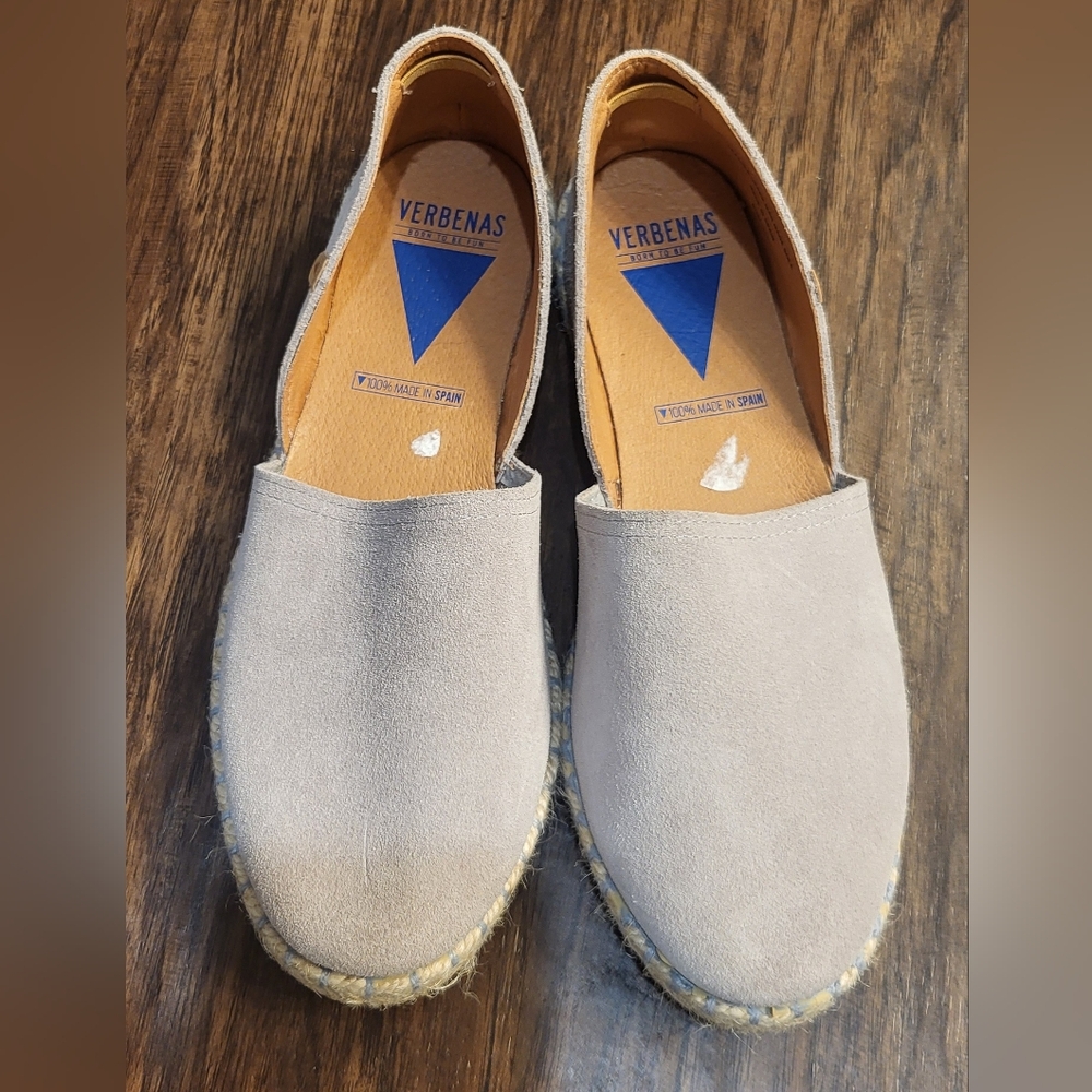 Verbanas Suede Gray Carmen Espadrilles Flats Size 41 Made In Spain